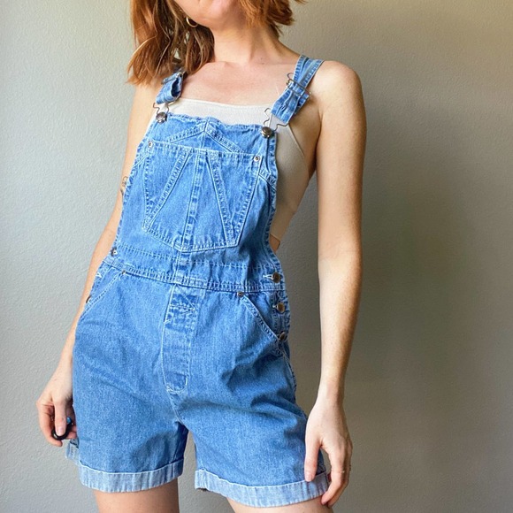 Vintage 90s/Y2K Canyon River Blues Denim Shorts Overalls - Picture 3 of 8